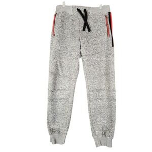 Akademiks XL Mens Joggers Gray Red Black Striped‎ Zip Pockets Sweatpants